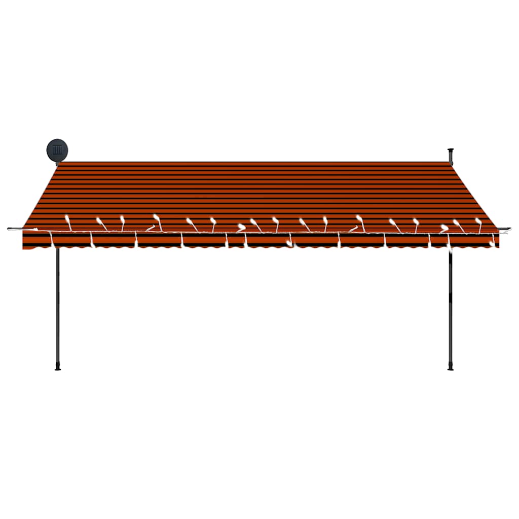 Toldo Manual Retráctil Con Led Naranja Y Marrón 400 Cm_4