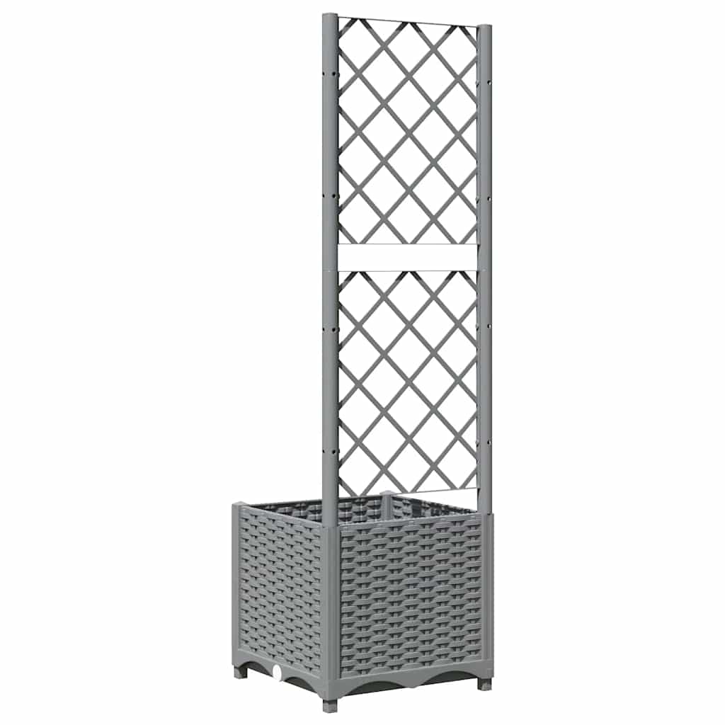 Jardinera Con Enrejado Pp Gris Claro 40x40x136 Cm_3