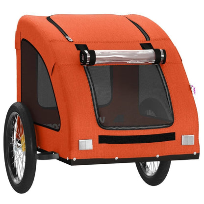 Vidaxl Remolque De Bicicleta Mascotas Hierro Tela Oxford Naranja_4