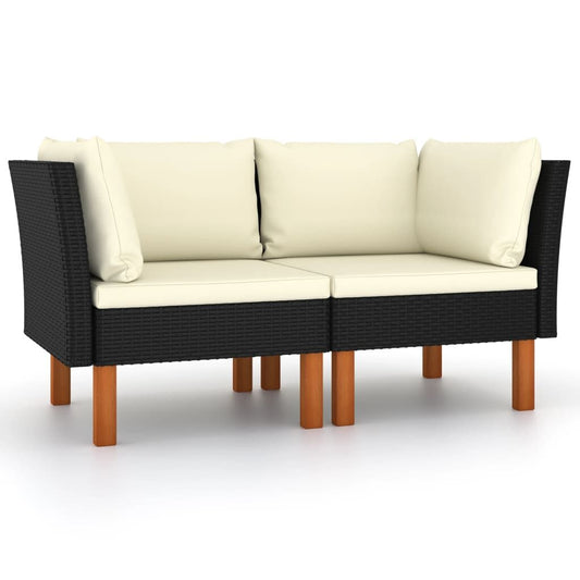 Vidaxl Sofás De Esquina 2 Uds Ratán Sintético Y Madera De Eucalipto_0