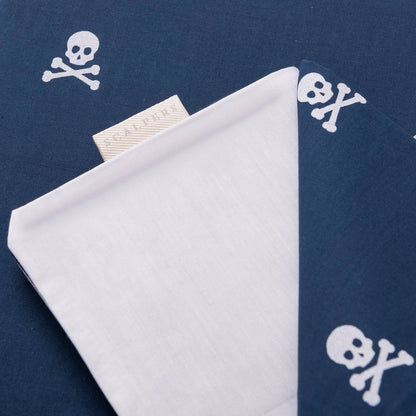 Set Cama (funda Nórdica 260x240cm + 2 Fundas Almohada  50x105cm) 100% Algodón Navy Calaveras Scalpers Home