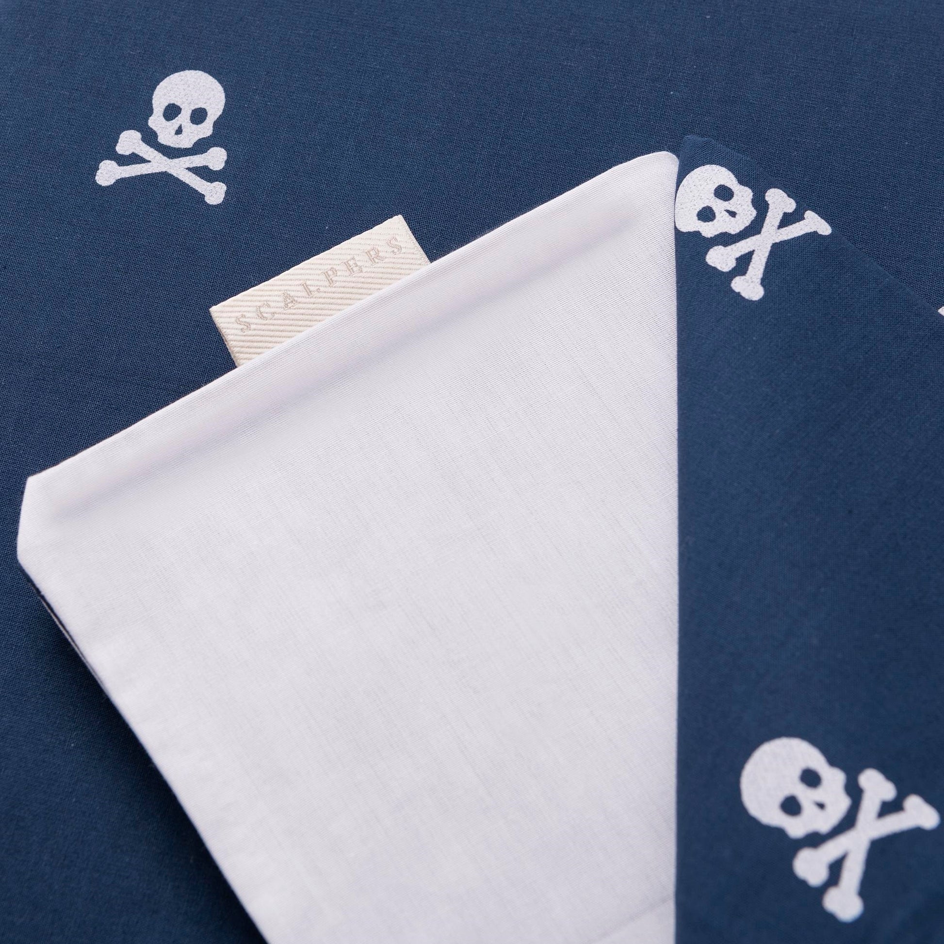 Set Cama (funda Nórdica 260x240cm + 2 Fundas Almohada 50x105cm) 100% Algodón Navy Calaveras Scalpers Home_3