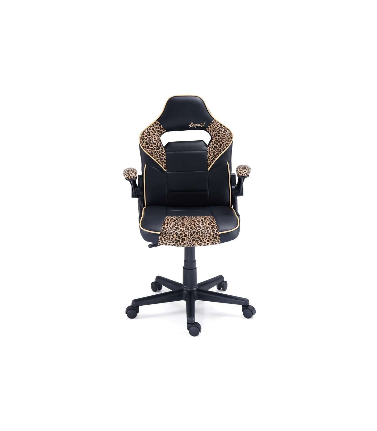 Sillón Gamer Sport De Oficina O Estudio En Símil Piel Negro/leopardo, 98/108 Cm(alto)60 Cm(ancho)60 Cm(largo)_1