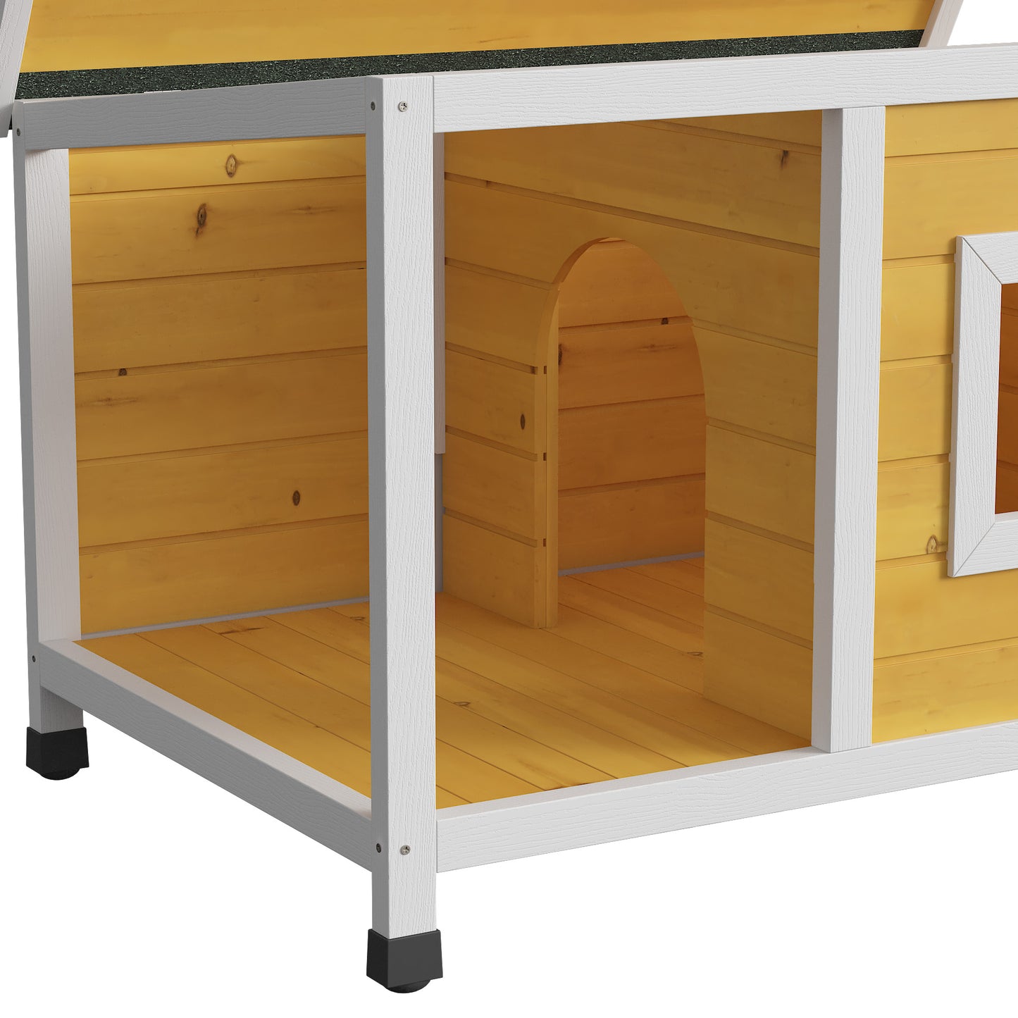 Pawhut Caseta Para Perros De Madera 85,5x62x60cm Con Techo Asfáltico Impermeable_3