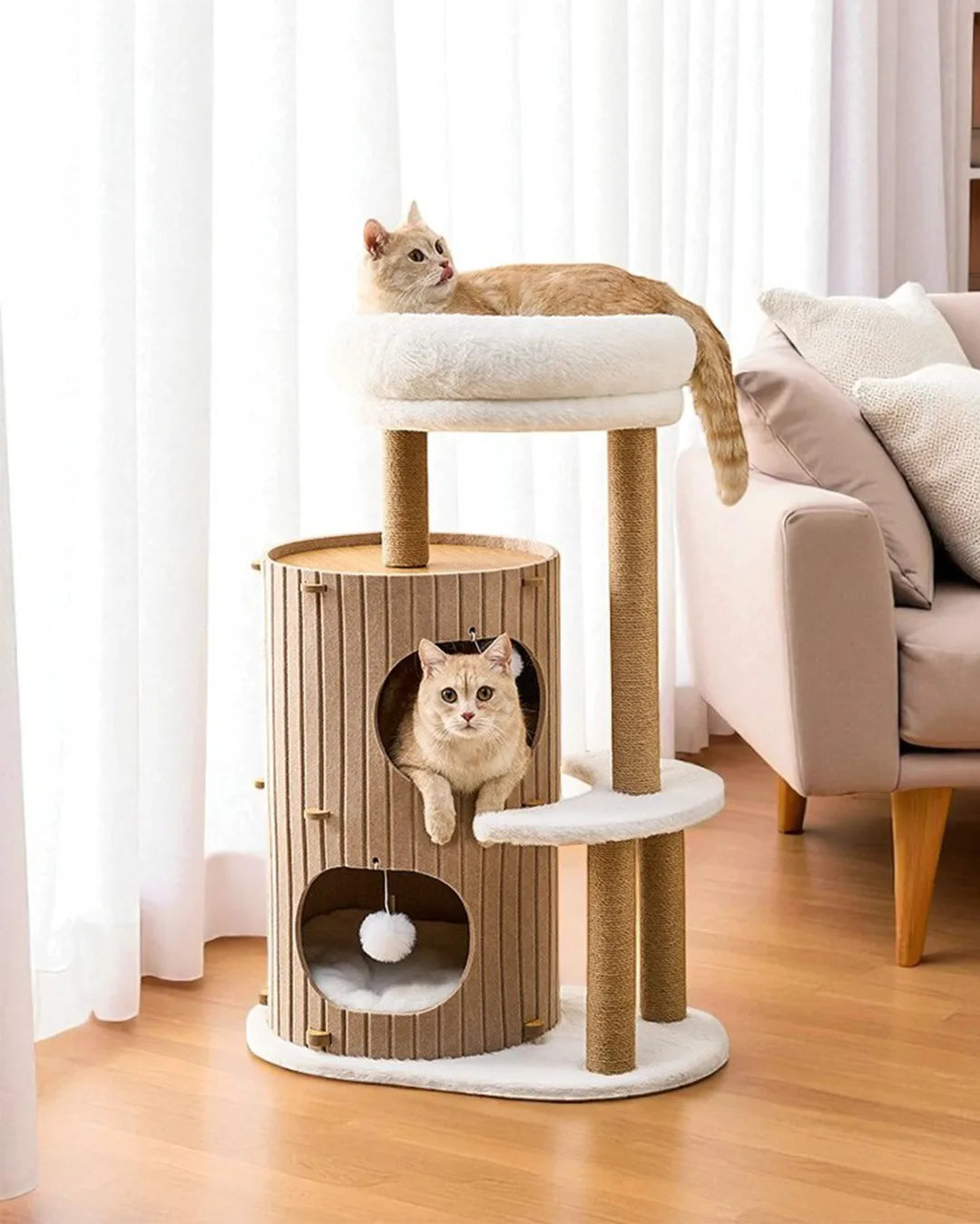 Árbol Para Gatos Horizonte, 3 Alturas, Madera Y Sisal_3