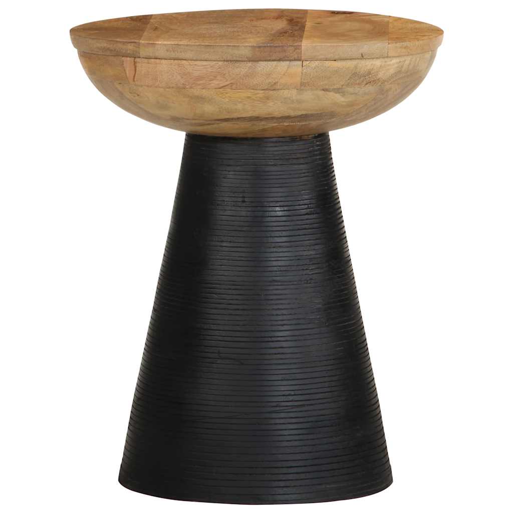 Mesa Auxiliar Madera Maciza De Mango Negra Ø37x45 Cm_1