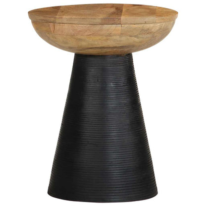 Mesa Auxiliar Madera Maciza De Mango Negra Ø37x45 Cm_1