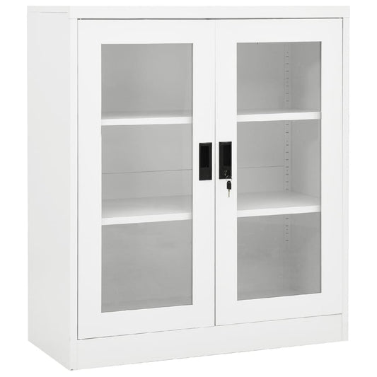 Armario De Oficina De Acero Blanco 90x40x105 Cm_0