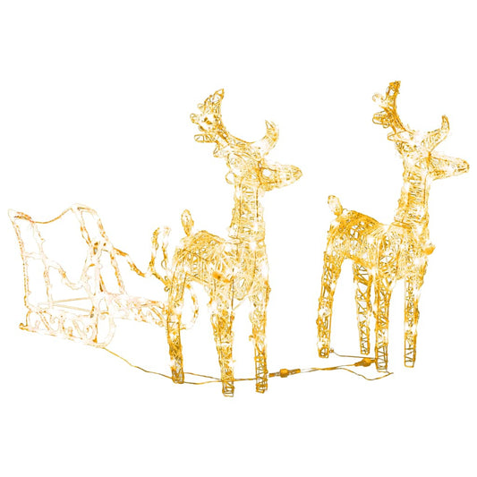 Vidaxl Reno Y Trineo Adorno Navideño 160 Leds Acrílico 130 Cm_0