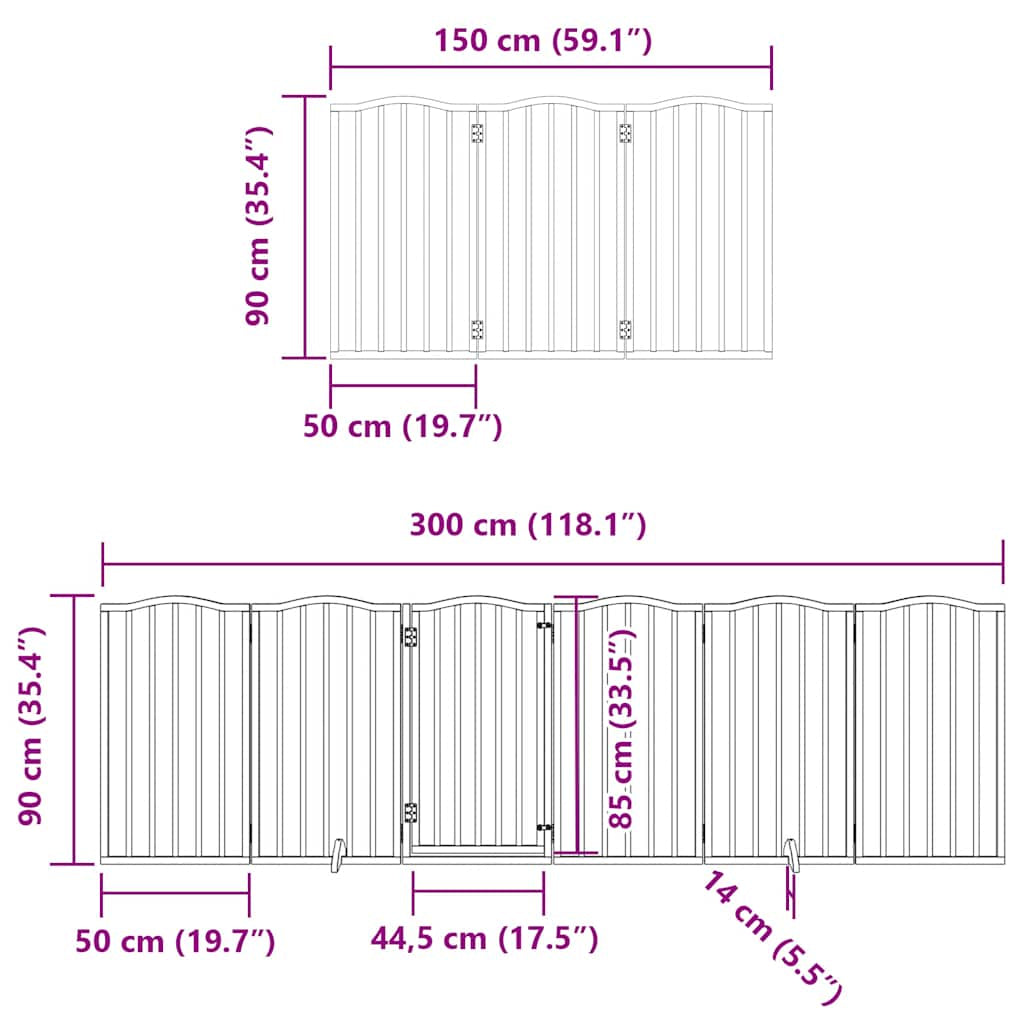 Vidaxl Puerta De Perros Plegable 9 Paneles Madera Álamo Marrón 450 Cm_2