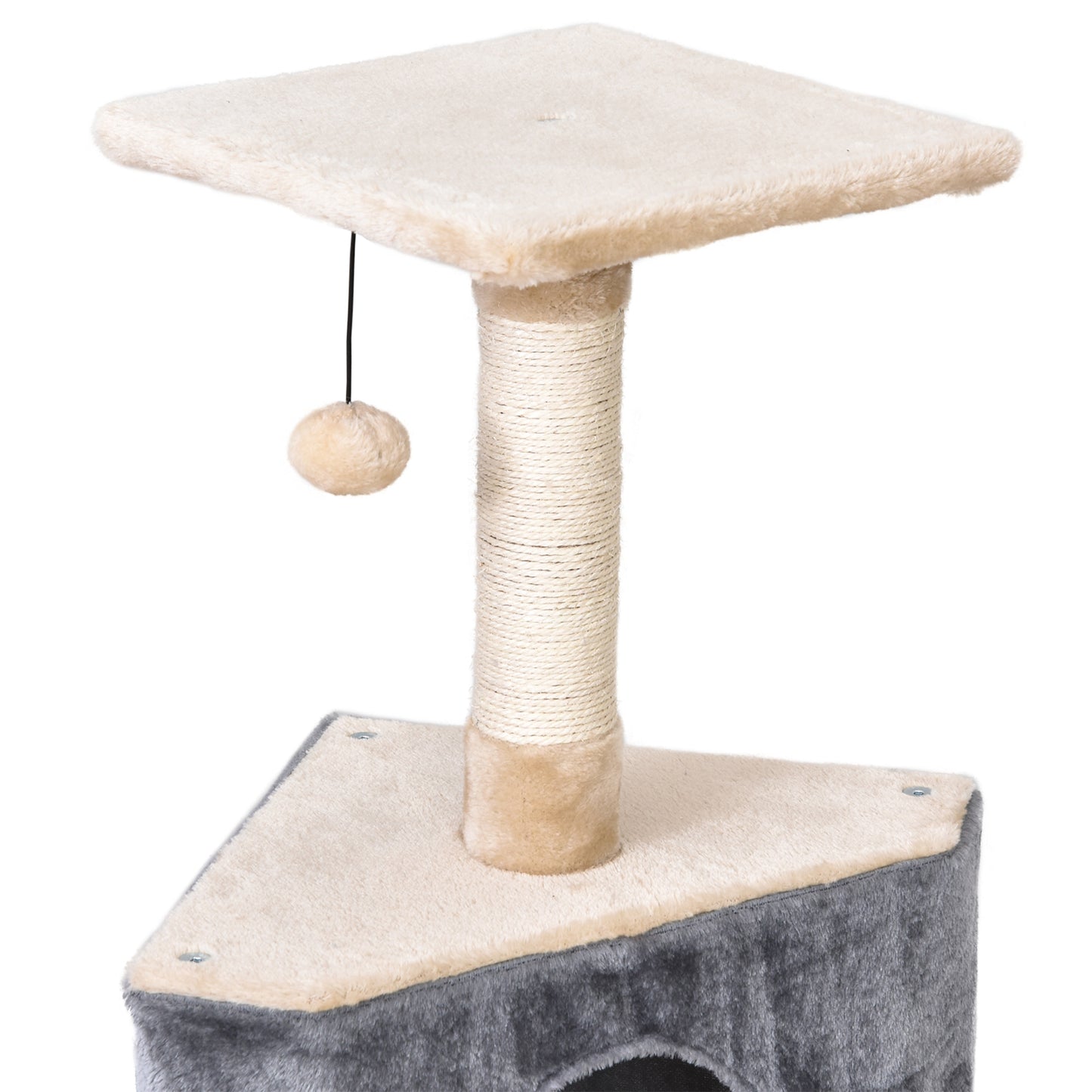 Pawhut Árbol Rascador Para Gatos 40x40x98 Cm Cueva Juguete Colgante Rampa Postes_4