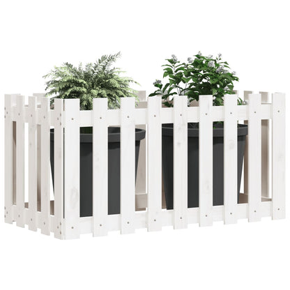 Arriate Elevado Jardín Con Valla Madera Pino Blanco 100x50x70cm_2