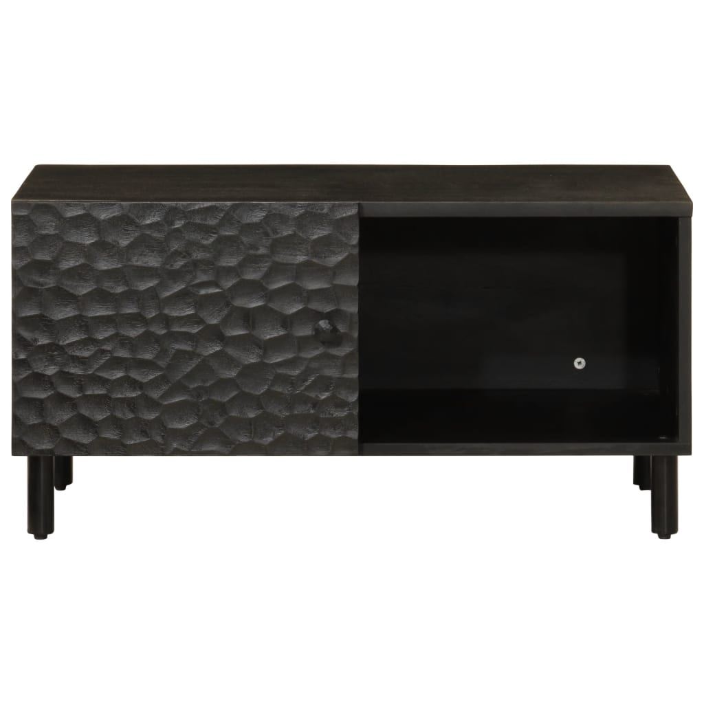 Mesa De Centro Madera Maciza De Mango Negra 80x50x40 Cm_1