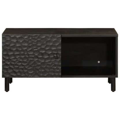Mesa De Centro Madera Maciza De Mango Negra 80x50x40 Cm_1