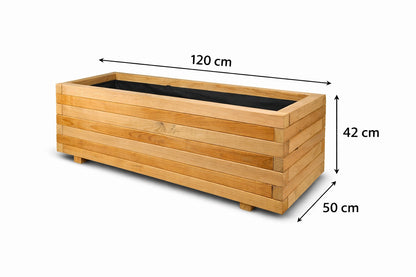 Jardinera Rectangular De Madera De Pino Tratada Exterior 120x50x42 Cm Marrón 179 L_5