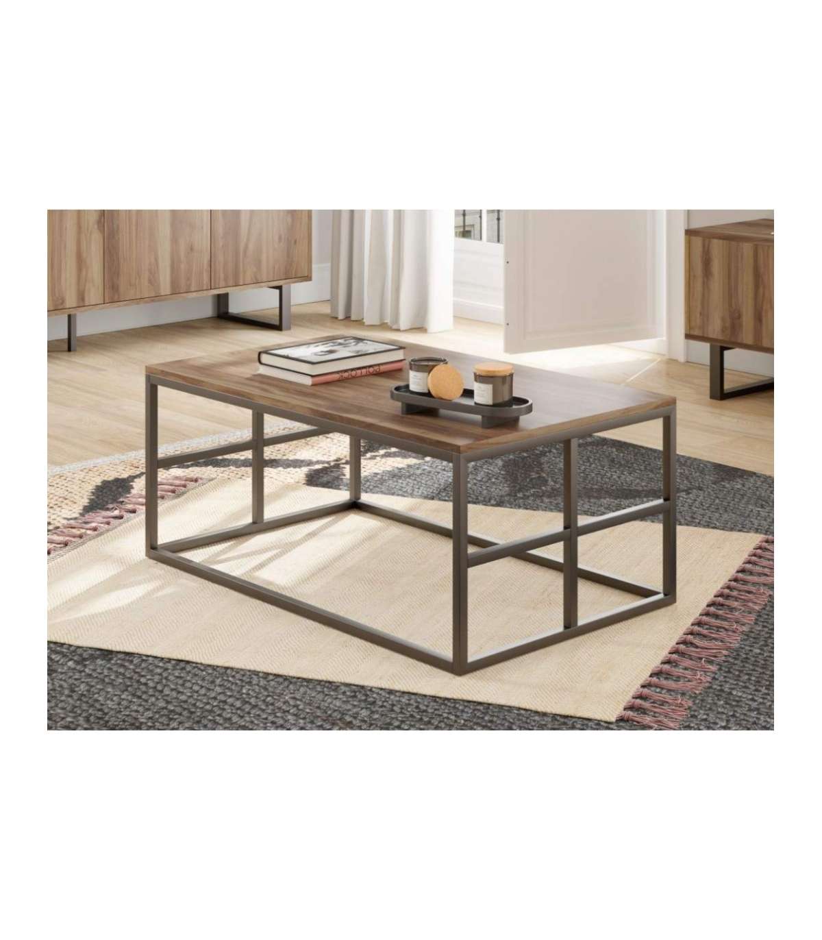 Mesa De Centro Modelo Lana Acabado Nogal Kemence, 100(ancho) 40(alto) 60cm(fondo)_1