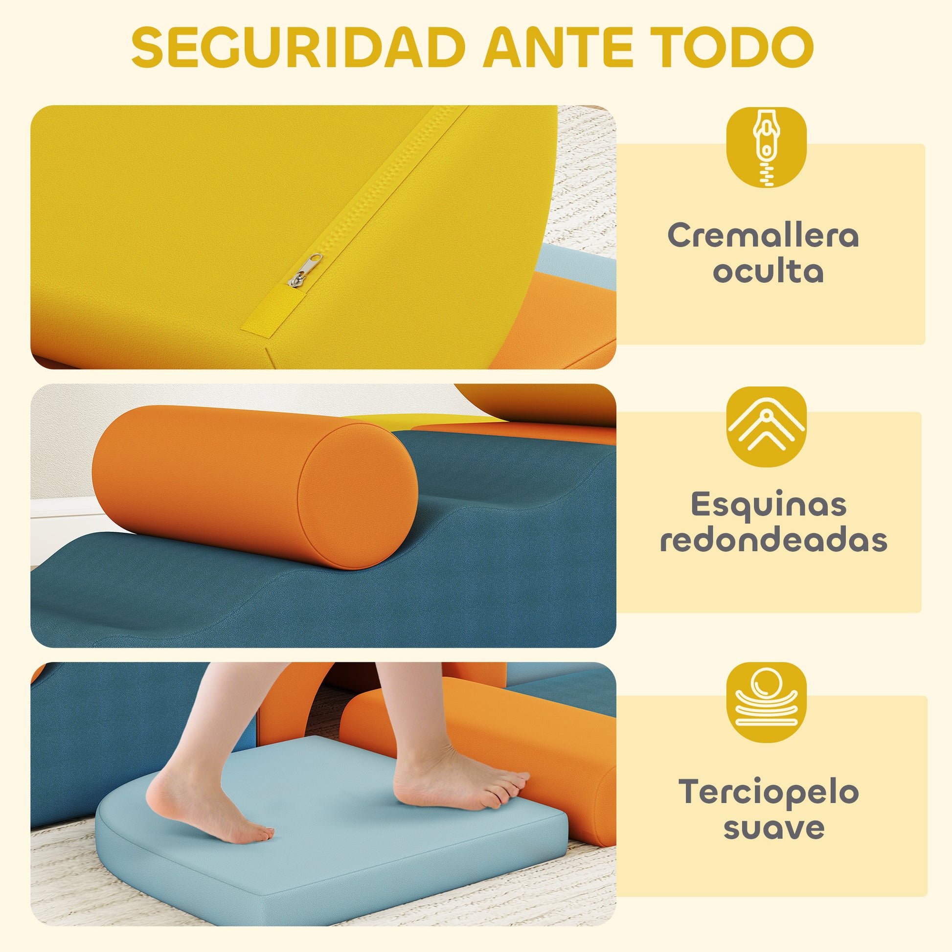 Aiyaplay Juego De 9 Bloques De Espuma Para Niños Fundas Lavables Multicolor_5