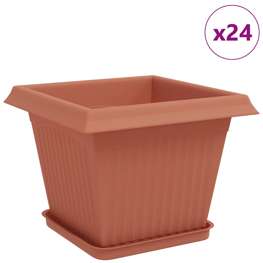 Macetas 24 Pcs Rojo Ladrillo 28,5 X 28,5 X 22 Cm Plástico_0
