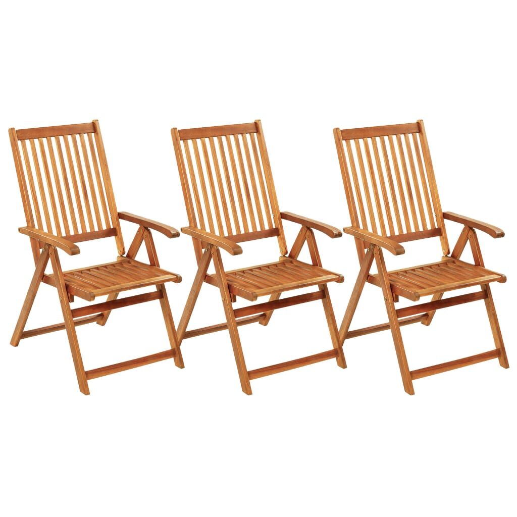 Vidaxl Sillas De Jardín Plegables 3 Uds Y Cojines Madera Maciza Acacia_1