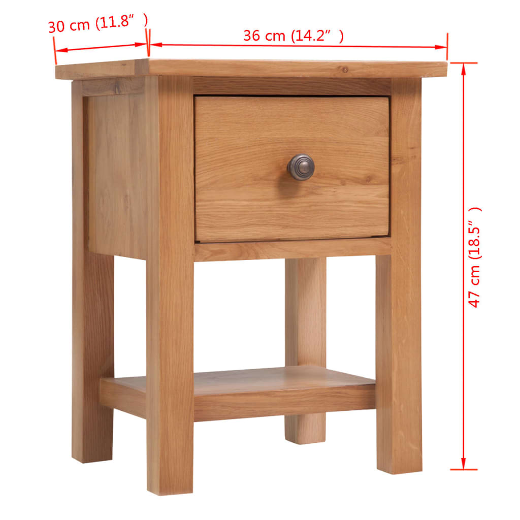 Mesita De Noche De Madera De Roble Maciza 36x30x47 Cm_4