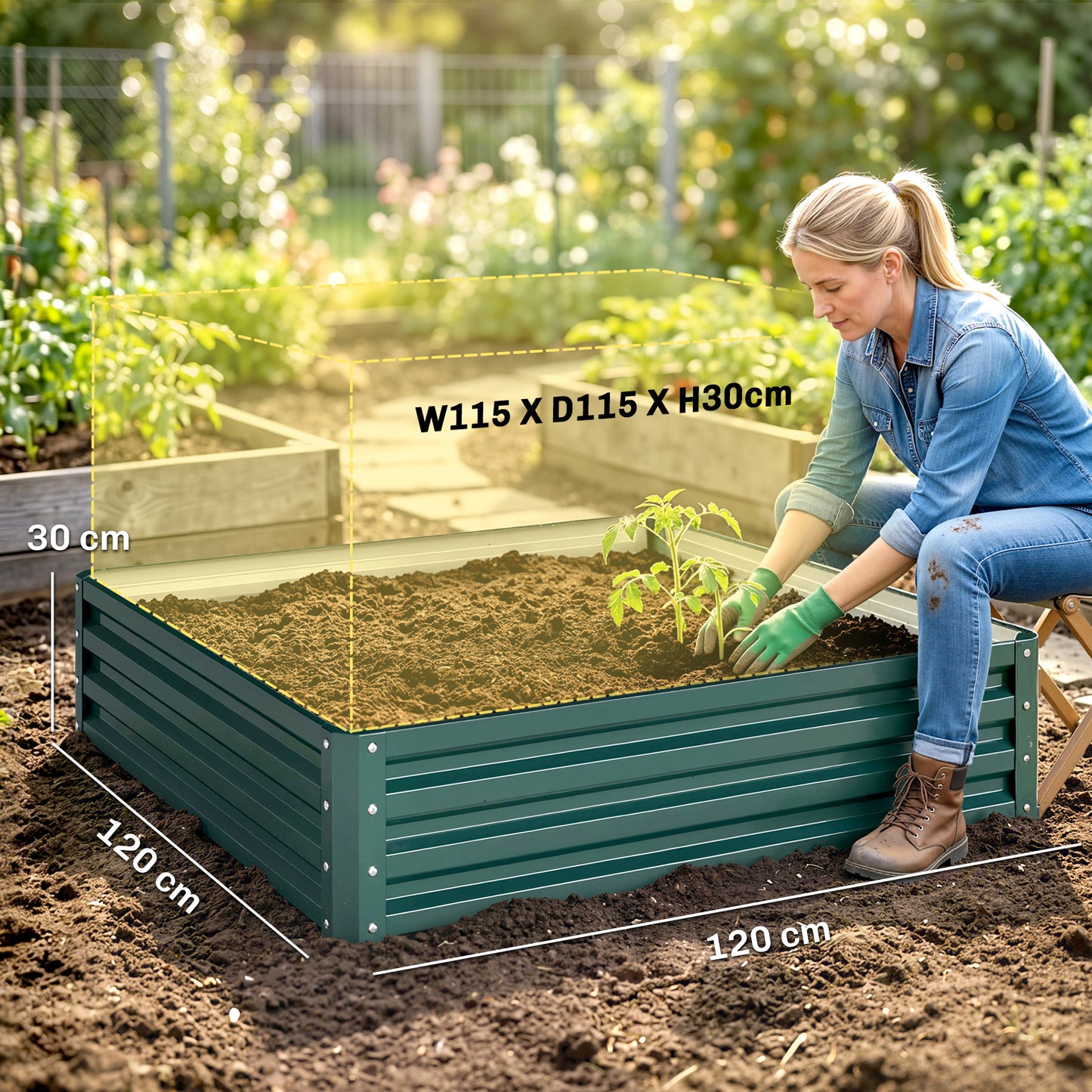 Outsunny Jardinera Exterior Grande Rectangular De Acero Galvanizado Sin Base_2