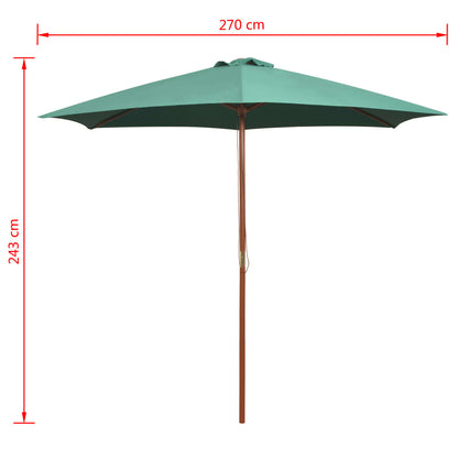 Vidaxl Sombrilla Con Palo De Madera Verde 270x270 Cm_2