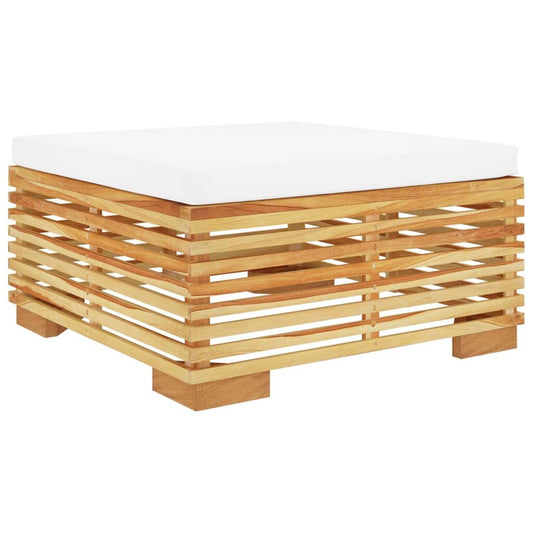Vidaxl Taburete De Jardín Con Cojín Color Crema Madera Maciza Teca_0