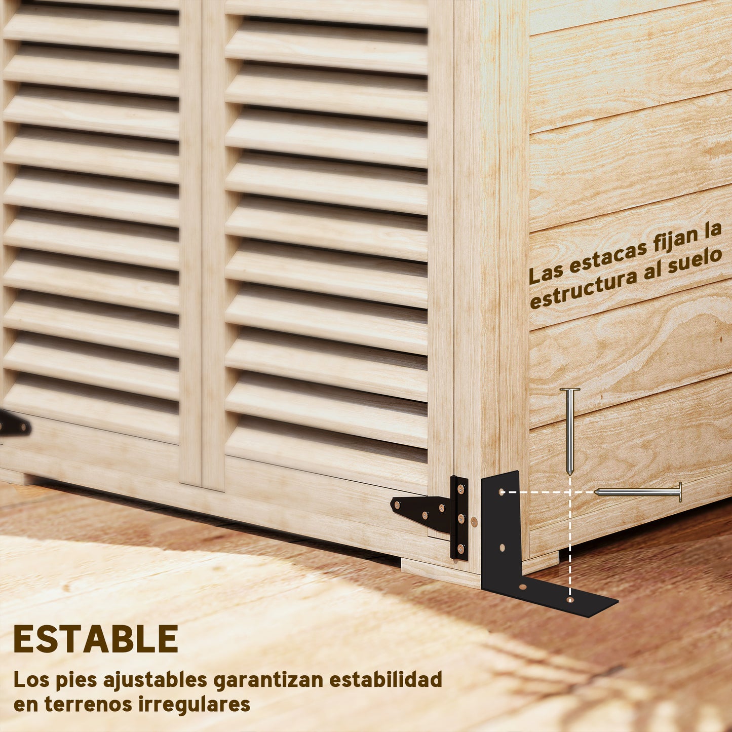 Outsunny Caseta De Jardín De Madera 75x50x118 Cm Con 2 Estantes Puertas Natural_5