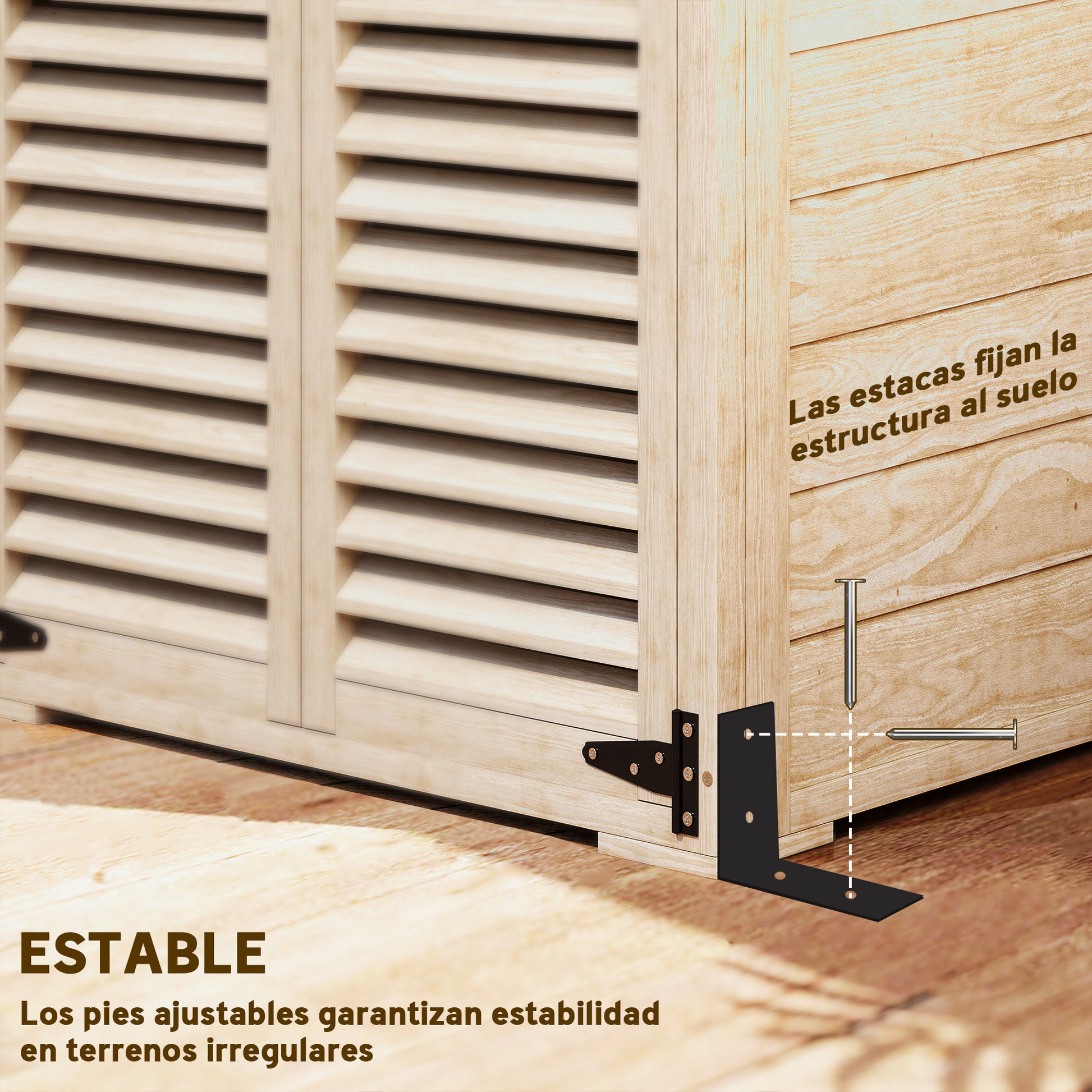 Outsunny Caseta De Jardín De Madera 75x50x118 Cm Con 2 Estantes Puertas Natural_5