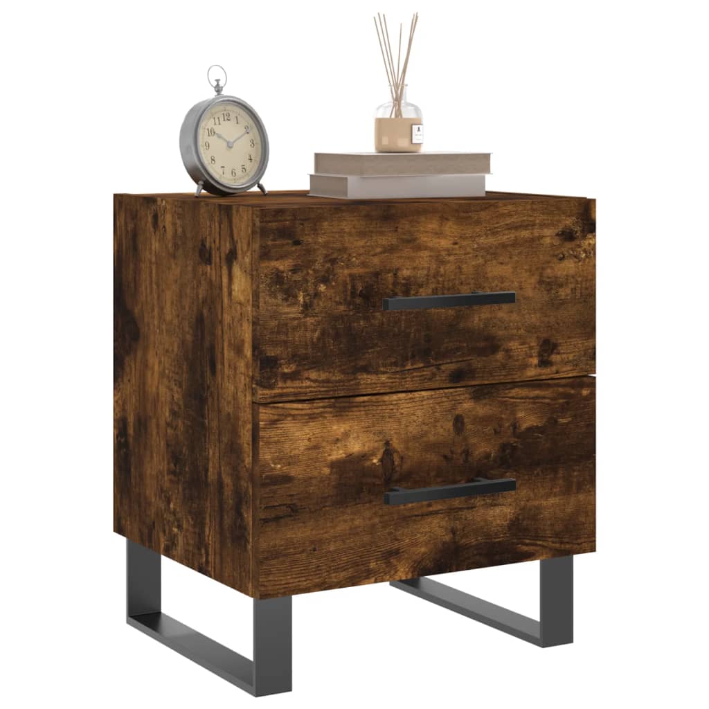 Mesita De Noche Madera Ingeniería Roble Ahumado 40x35x47,5 Cm_1