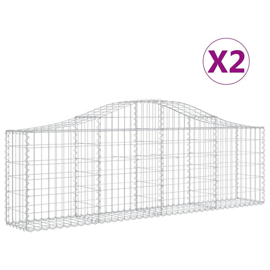 Cestas Gaviones 2 Uds Forma De Arco Hierro 200x30x60/80 Cm_0