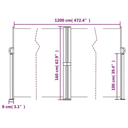Vidaxl Toldo Lateral Retráctil Marrón 160x1200 Cm_2