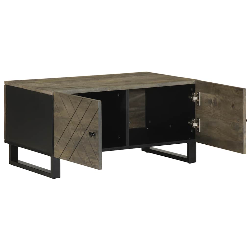 Mesa De Centro Madera Maciza De Mango Negra 80x50x40 Cm_0