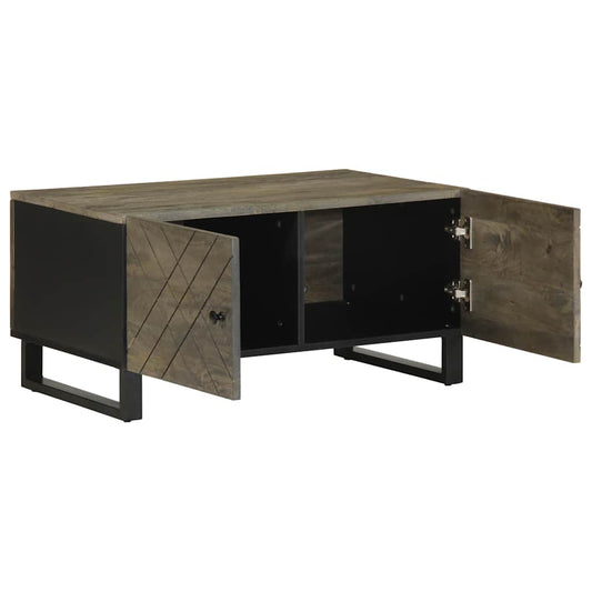 Mesa De Centro Madera Maciza De Mango Negra 80x50x40 Cm_0
