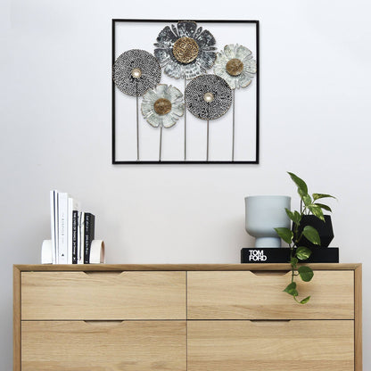 Well Home Decoración De Pared Metálica De Flores 50x50cm_3