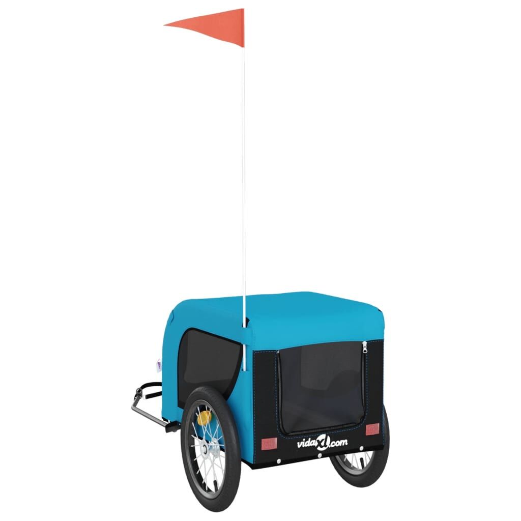Vidaxl Remolque De Bicicleta Mascotas Hierro Tela Oxford Azul Negro_4