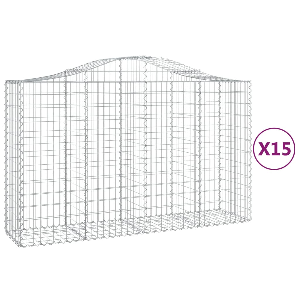 Cestas Gaviones 15 Uds Forma De Arco Hierro 200x50x120/140 Cm_0