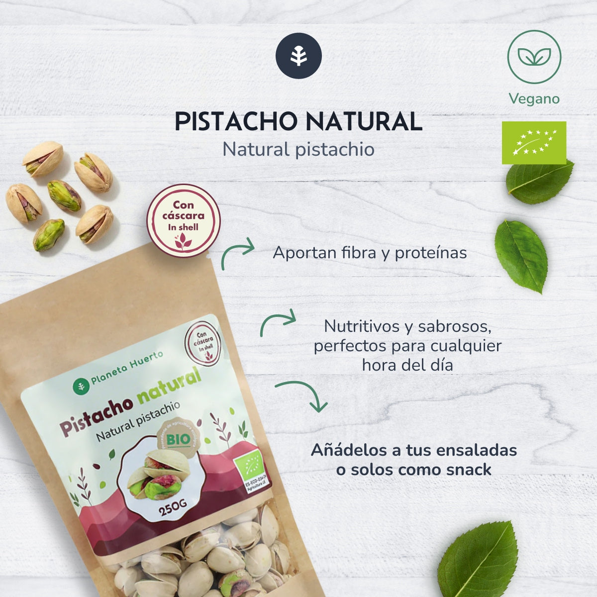Pistacho en cáscara natural ECO Planeta Huerto 1 kg