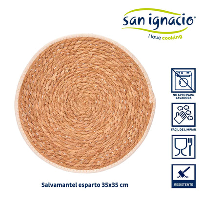 Salvamantel Esparto Borde Tela Blanco 35 Colección Kinvara_1