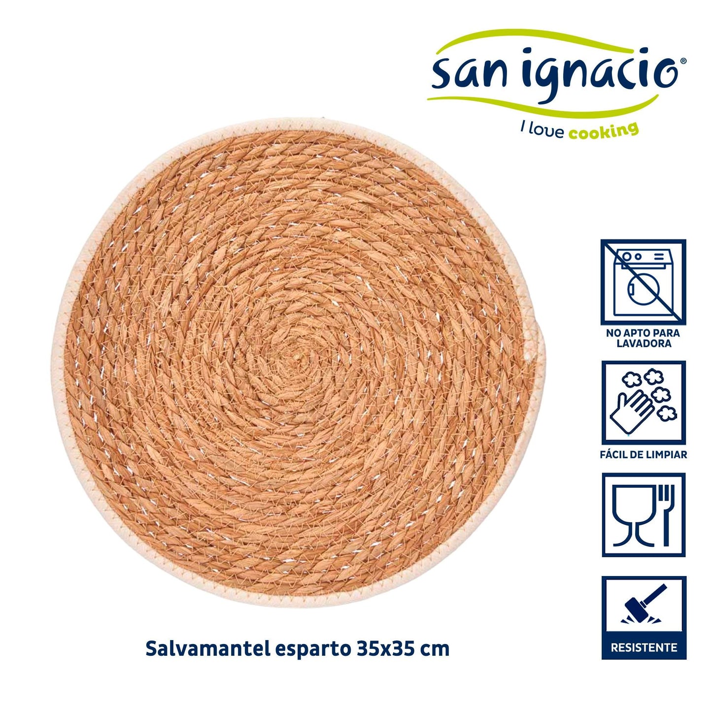 Salvamantel Esparto Borde Tela Blanco 35 Colección Kinvara_1