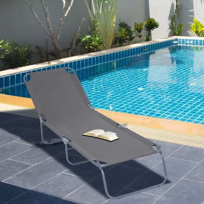 Outsunny Tumbona Plegable Con Respaldo Ajustable En 5 Niveles 187x55x24 Cm Gris_1