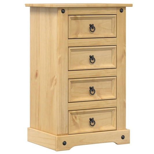 Mesita De Noche Corona Madera Maciza De Pino 53x39x84 Cm_0