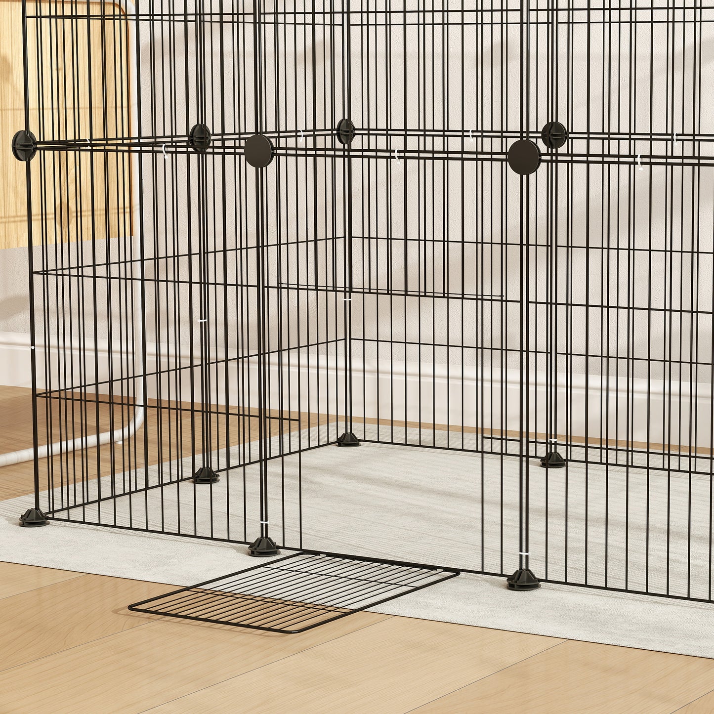Pawhut Jaula Para Animales Pequeños Forma Personalizable 120x60x80 Cm Negro_4