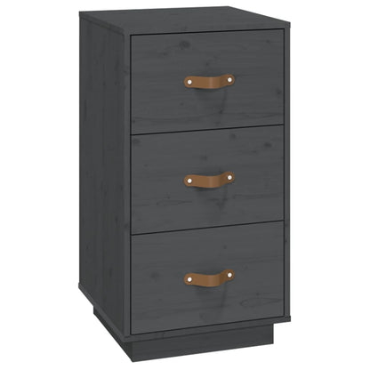 Mesitas De Noche 2 Uds Madera Maciza Pino Gris 40x40x75 Cm_4