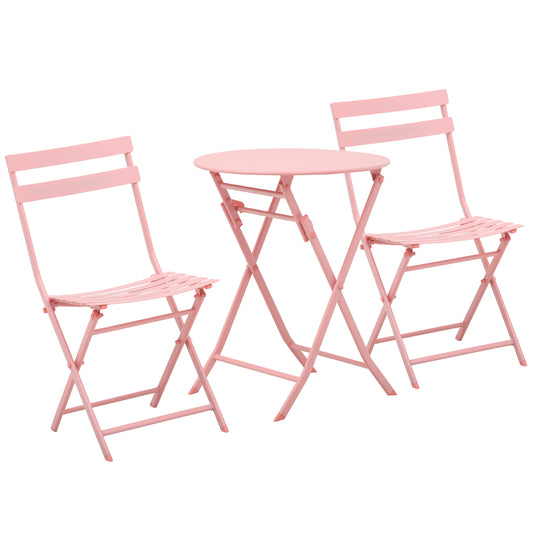 Outsunny Conjunto De Muebles De Jardín Plegable Con Marco De Acero Rosa_0