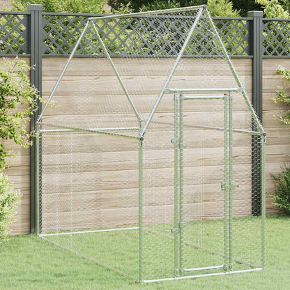 Vidaxl Jaula Para Gallinas Acero Galvanizado Plateado 200x100x190 Cm_1