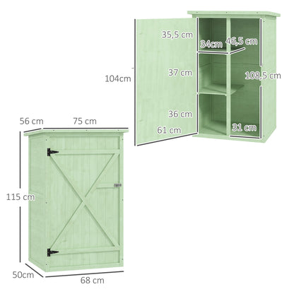 Caseta De Jardín Outsunny Madera De Abeto Verde 75x56x115 Cm_2