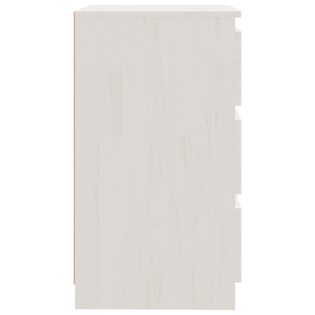 Mesita De Noche Madera Maciza De Mango Blanco 60x36x64 Cm_3