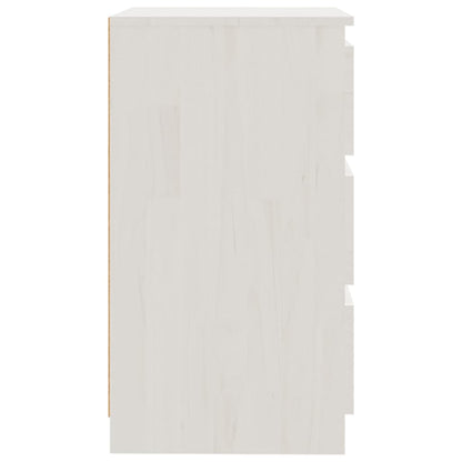 Mesita De Noche Madera Maciza De Mango Blanco 60x36x64 Cm_3