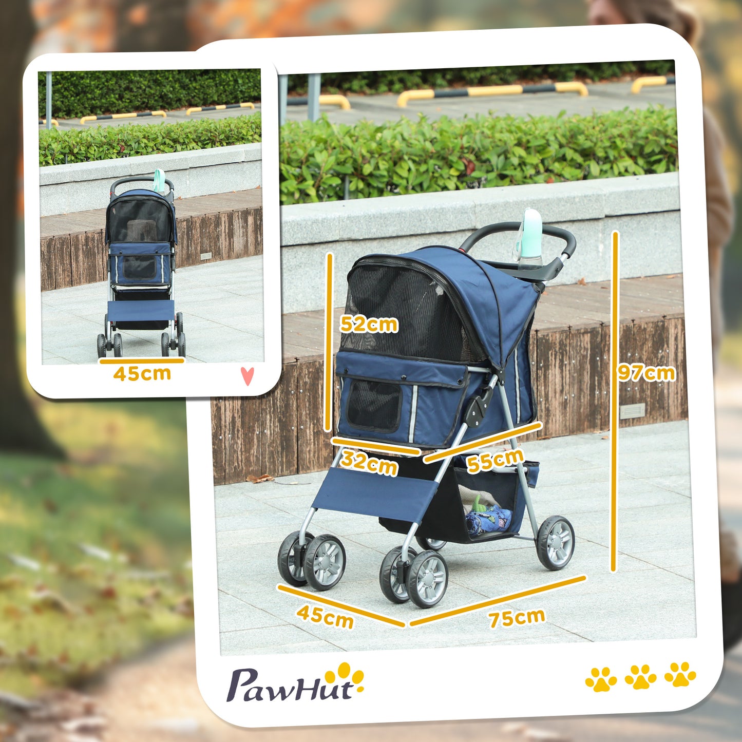 Pawhut Carrito Para Perros Plegable Hasta 10 Kg_2